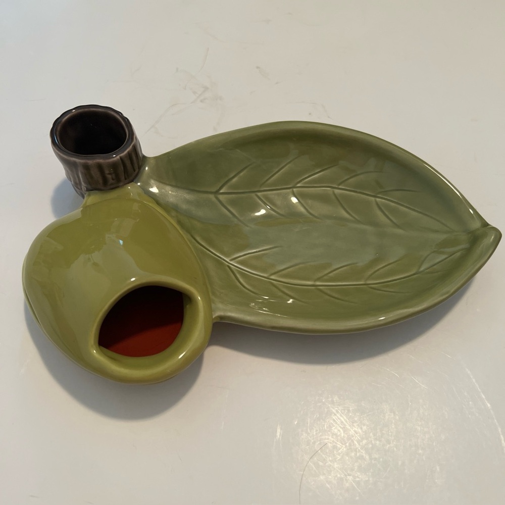 ELGEN ARTS / UNCOMMON GOODS Ceramic Olive Branch Serving Tray Pit Bowl Lid VTG
